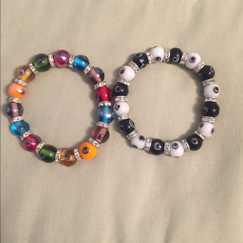 2 evil eye bead bracelets